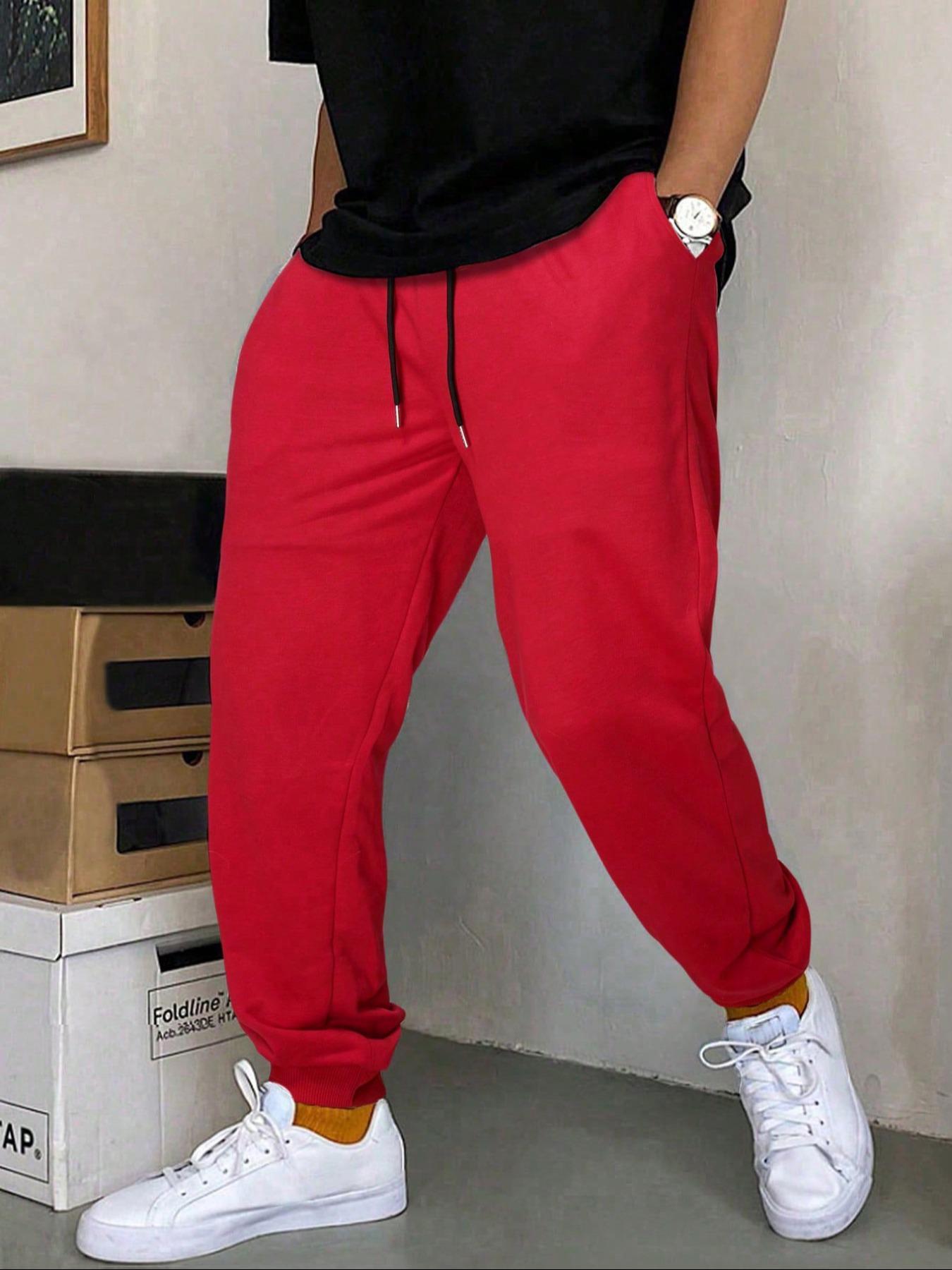 Men's Solid Color Drawstring Waist Sweatpants, Casual Comfy Jogger Pants for Spring & Fall, Men's Trousers for Daily Wear, Casual Sports Trousers