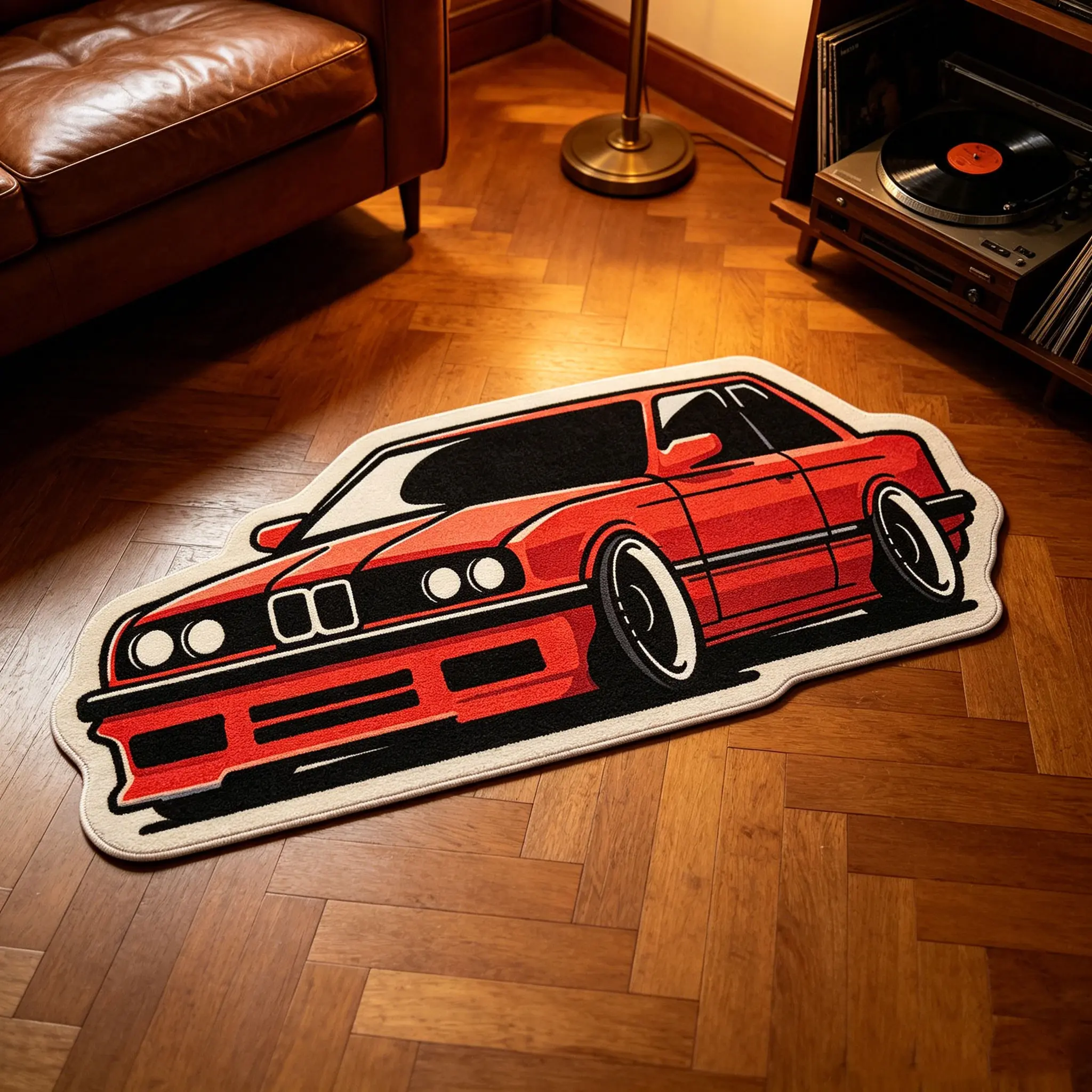 Fashionable Car Pattern Rug, Washable and Easy to Clean, American Street Style Home Decor, Soft and Comfortable, Foldable, for Living Room, Bedroom, Balcony, Lobby, Closet, Study, Hotel