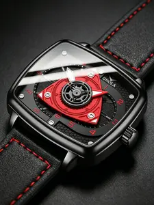 2026 New Onola Wheel Rolling Creative Dial Square Case Quartz Watch, 30m Waterproof, Sport Gift, Men's Fashion Timepiece