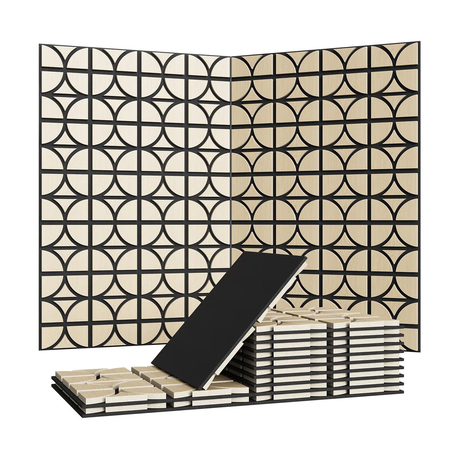 Premium 3D Wood Slat Acoustic Panels, Sound Absorbing PET Felt Backing, Decorative Wall Treatment for Recording Studio, Home Cinema, Available in Walnut & Oak Multi-Packs