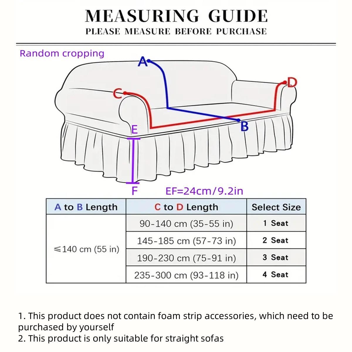 Geometric Pattern Stretch Sofa Cover, Couch Cover, 1 Count Elastic Sofa Slipcover with Ruffle Trim, Dustproof Sofa Protector for Home Living Room, Sofa Protector for Home Living Room