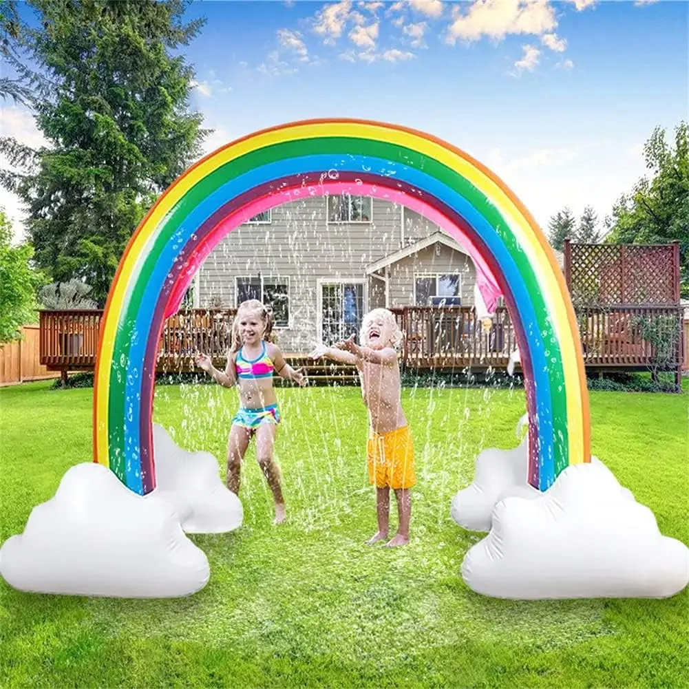 Inflatable Rainbow Cloud Sprinkler Toys, 8 x 5.5 Ft Summer Sprinkler Backyard Water Park Supply for Kidsfidget toys