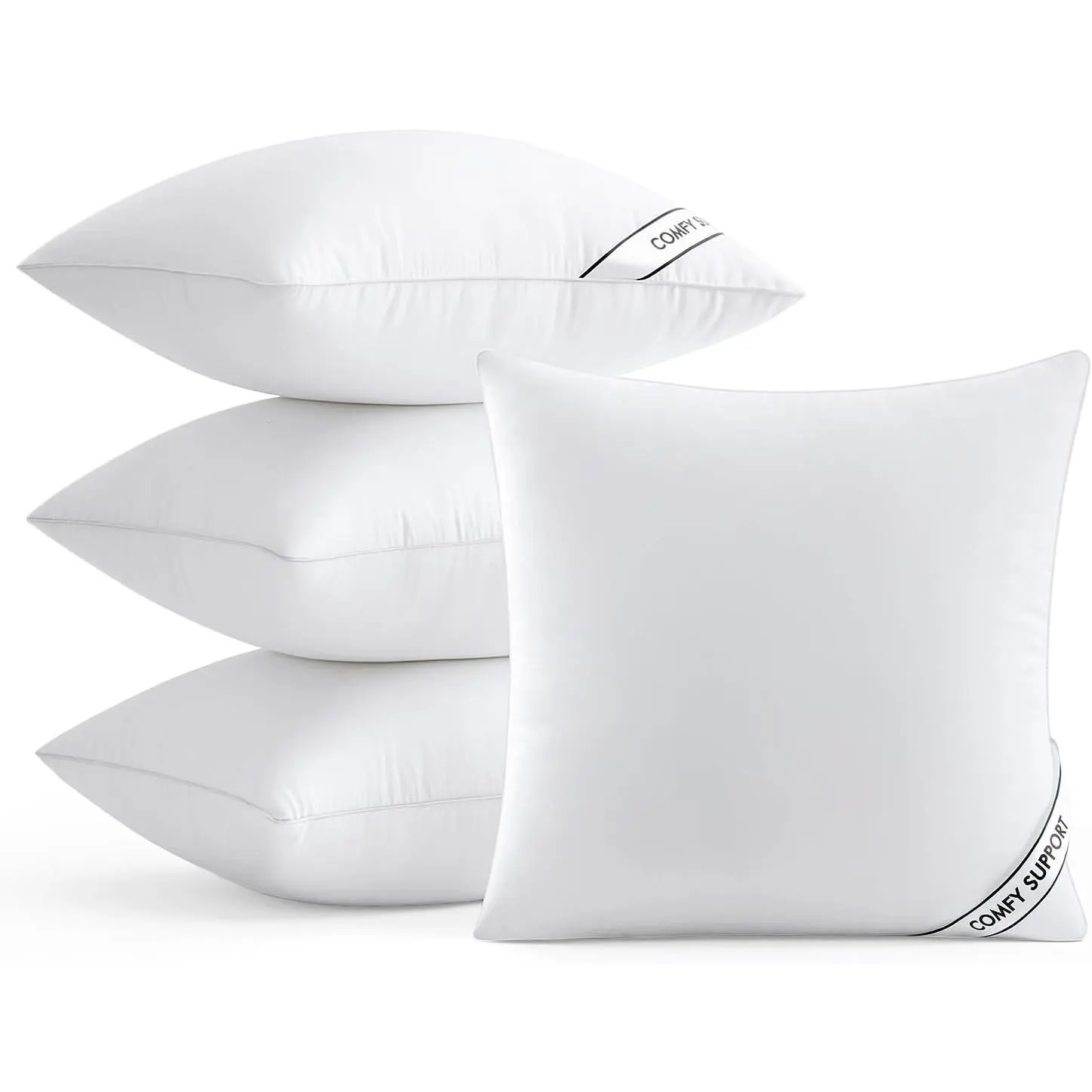 18x18 Inch Pillows Inserts, Pack of 4 Down Alternative Virgin Filling Comfy Throw Pillows for Sofa Couch Bed