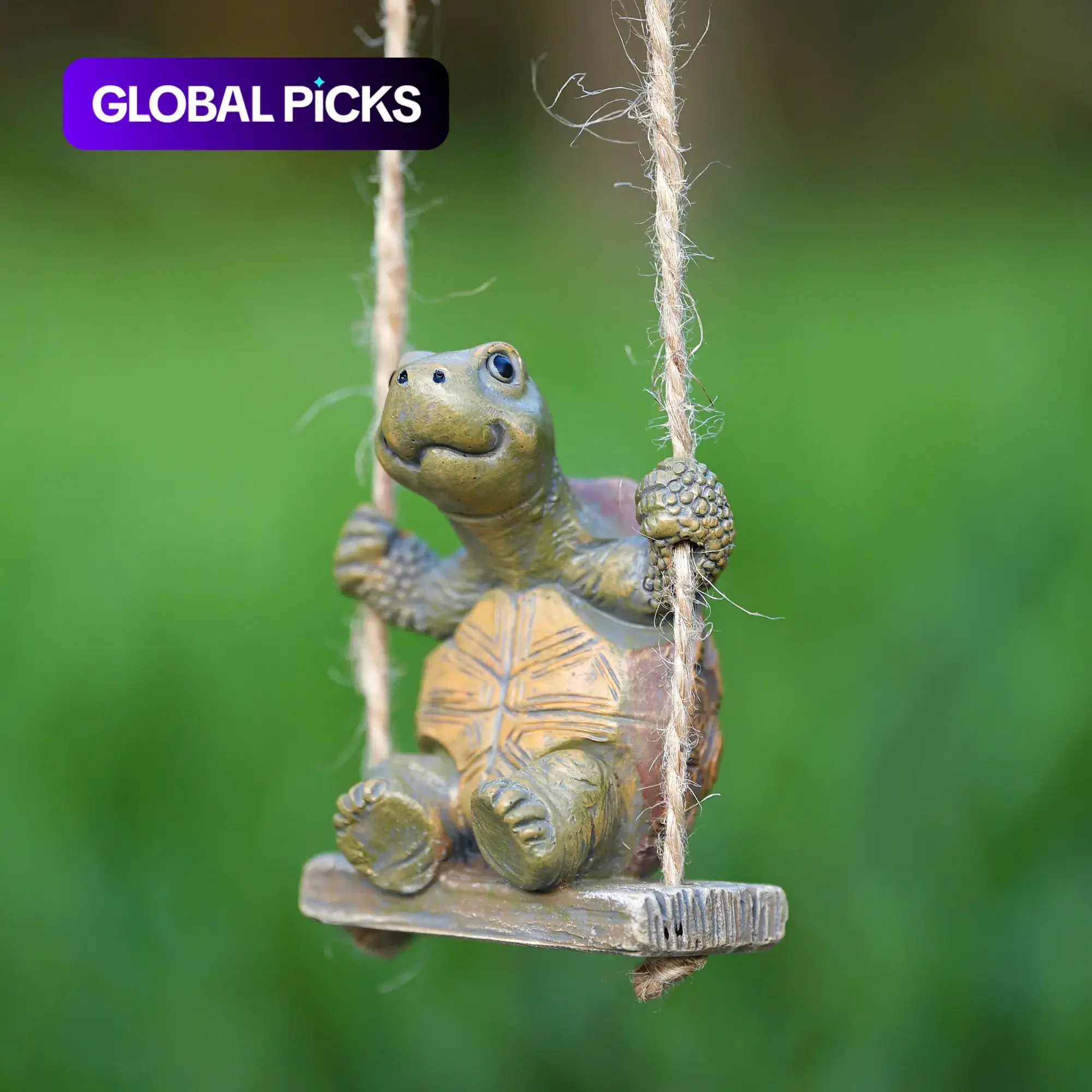 Adorable Turtle on Swing Garden Ornament, Garden Accessories, Whimsical Hanging Decor to Add Joy to Your Patio, Balcony, Backyard & Indoor Spaces, Perfect Cute Gift for Turtle Lovers & Plant Parents #GLOBAL PICKS
