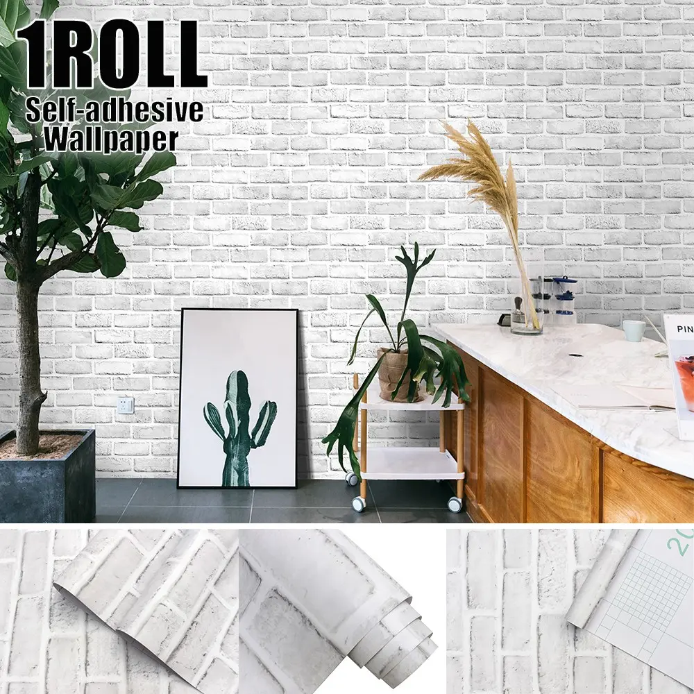 Vintage Brick Pattern Self-Adhesive Wallpaper, Easy Clean, Removable, for Living Room, Store, Bathroom, Kitchen Wall Decor, Peel and Stick Wallpaper Designs
