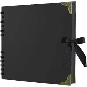 Scrapbook Album, 8 x 8 Inch Scrap book, 60 Black Blank Pages Scrapbooks albums, Hardcover Photo Album Scrapbook, Memory Book, Traveling, Birthday & Holiday Gifts.