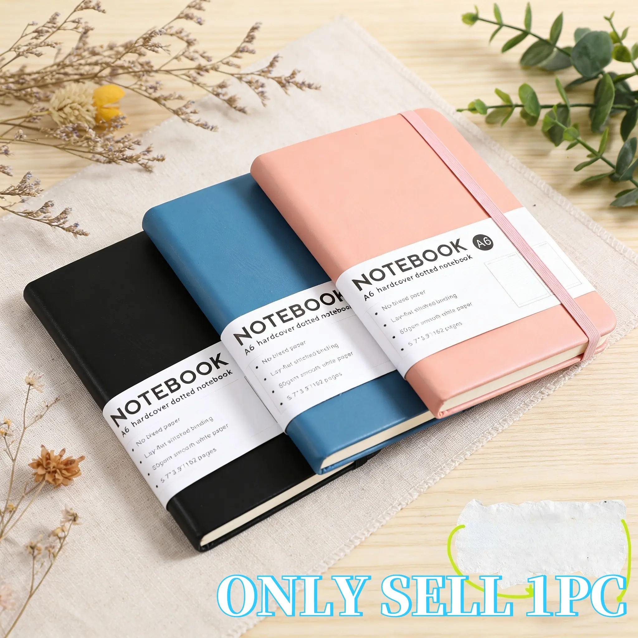 1Pc  A6 PU Hardcover Lined Durable Notebook With Matching Elastic Band Thick 100g Smooth Writing Paper Portable Pocket Journal Memo Diary For School Students Campus Season Office Travel Daily Writing Gift For Men Women