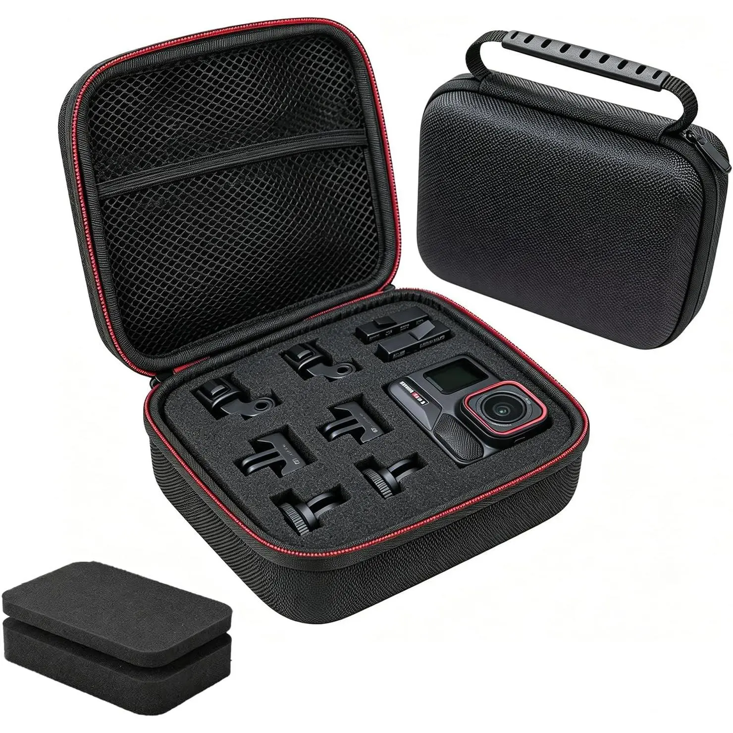 Durable Shockproof Hard EVA Camera Organizer Case with Pad, Adjustable Compartments, Metal Accents, Memory Card Slots, 6.7x4.7x2.6in Protection for Drones, Digital Products, Camera Accessories (Default Configuration)