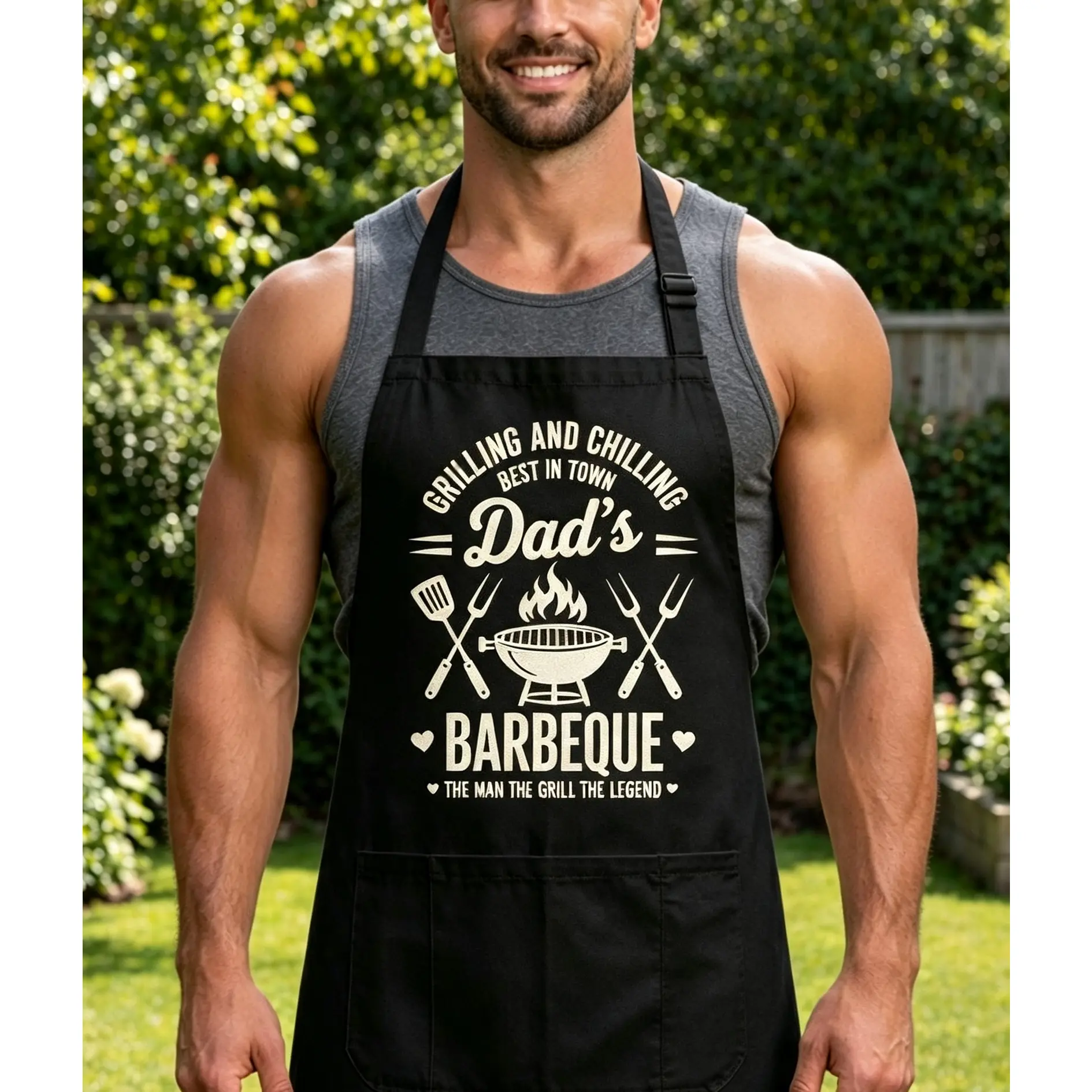 Dad BBQ Apron Grilling Apron for Dad Funny Barbecue Apron Fathers Day Gift Grill Master Apron Cooking Apron for Men Dad Kitchen Apron Gift
