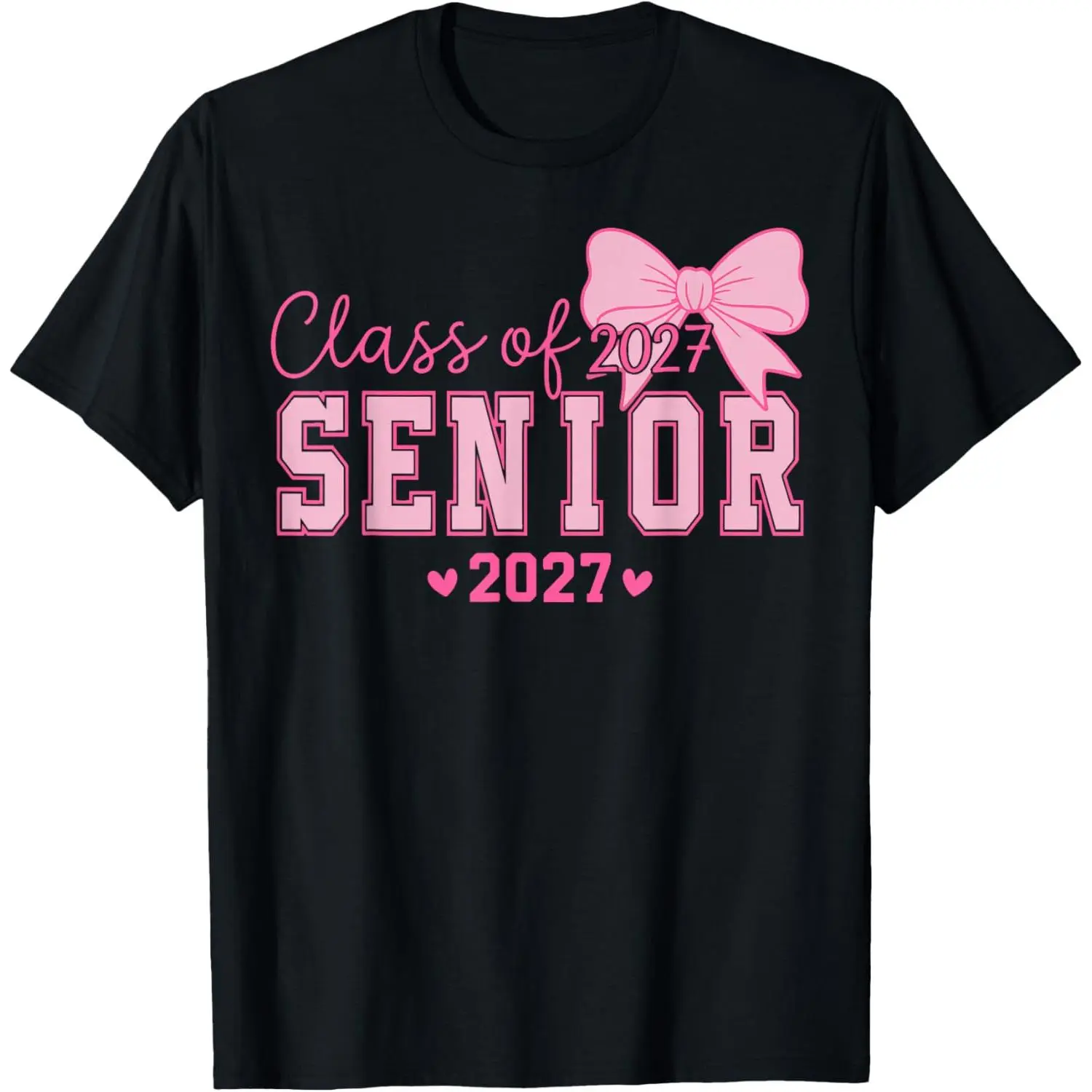 Senior 2027 Class of 2027 Coquette Pink Bow Graduation 2027 T-Shirt