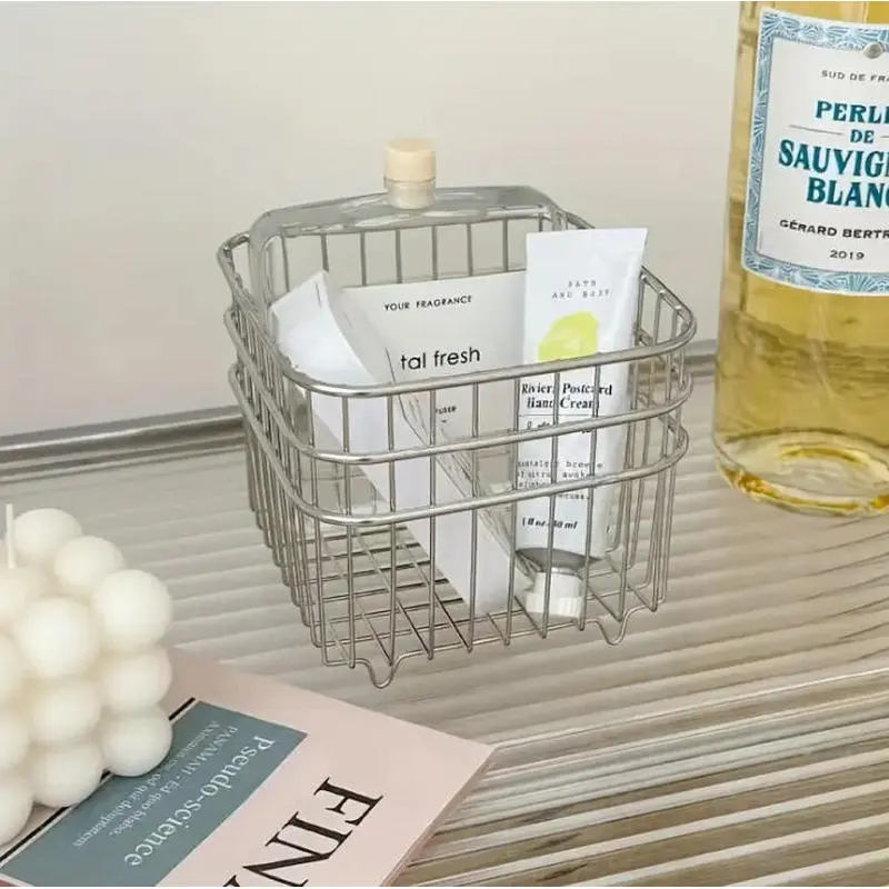 Multi Purpose Stainless Steel Storage Basket with Modern Open Wire Design, Compact Countertop Organizer for Fruit Makeup Snacks Towels and Accessories, Luxury Home Decor Gift for Mom Wife Girlfriend, Trending Christmas Halloween Birthday and Housewarming