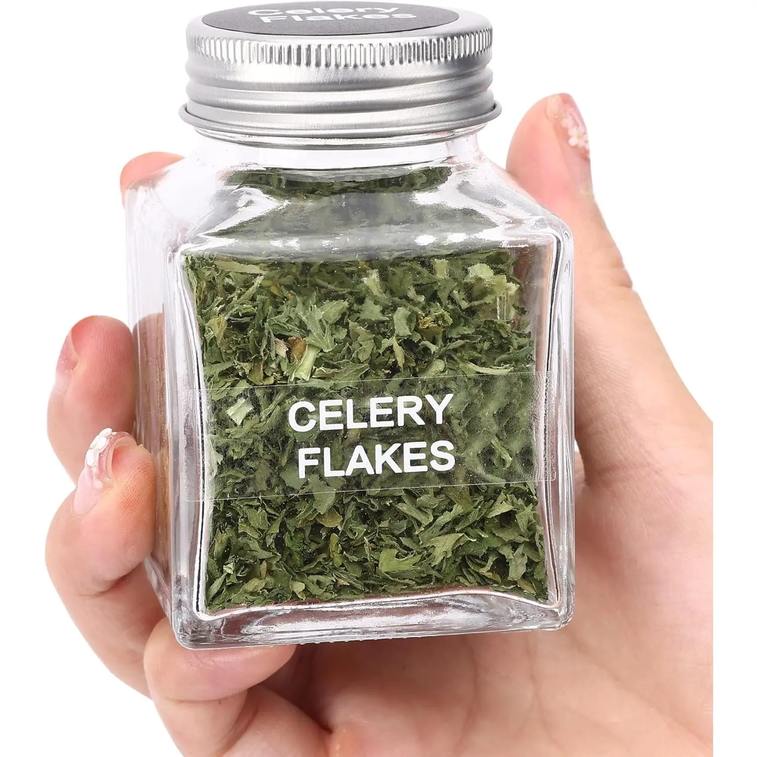 49-Pack Cube Glass  Jars with 372 Labels, 49 Shakers, , 4.5 oz Empty Square  Bottle,  Clear Kitchen  Storage Containers