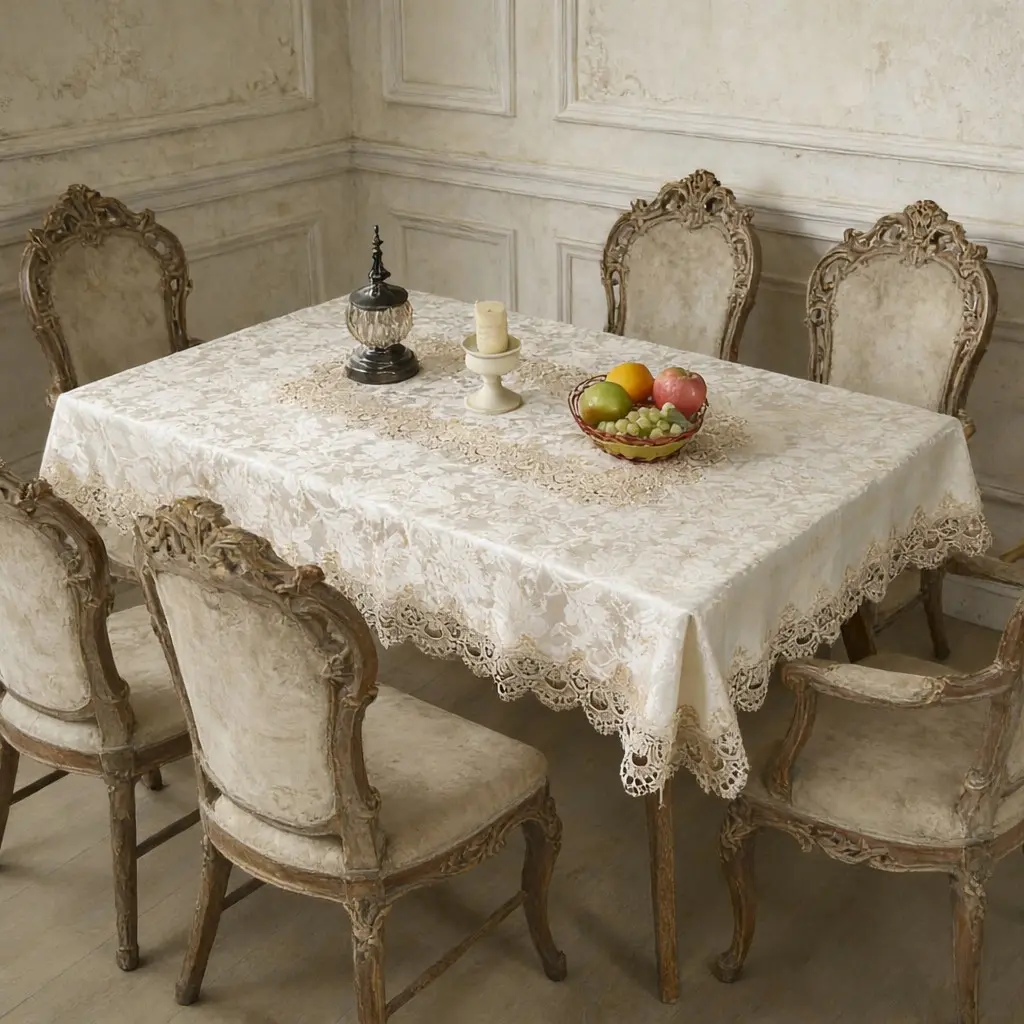 Elegant Rectangular Polyester Embroidered Tablecloth, Anti-Oil and Stain, Protective for Countertops, Ideal for Home, Kitchen, Festive Gifts and Decorations