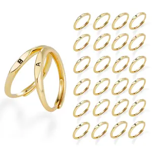 1pc Open Adjustable Extremely Thin Dripping Oil 26 English Alphabet Ring Popular Jewelry