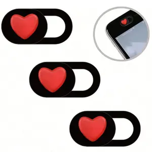 3-piece multi-color heart-shaped network camera cover, suitable for mobile phone and computer lenses. Privacy-protecting lens that covers the entire camera.