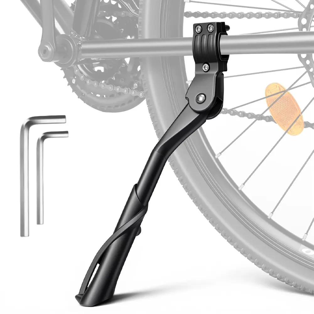 Bike Kickstand for Adult Bike, Adjustable Rear Side Bike Kick Stand for 24”-29" for Bicycles, Aluminum Alloy Sturdy Non-Slip Wider Base Stands For Mountain Bikes, Road Bikes, Cargo bicycle etc.
