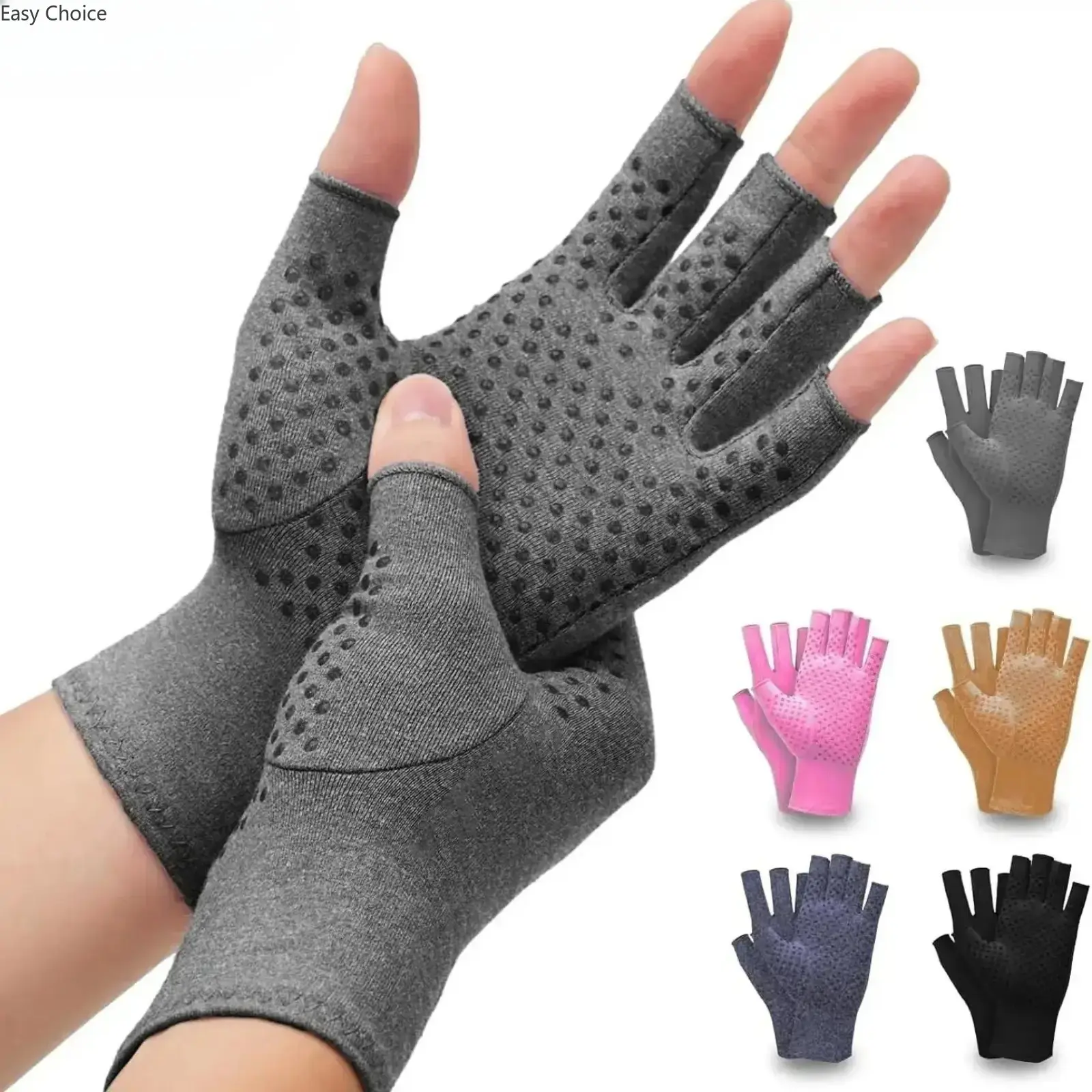 Anti-Slip Compression Fingerless Gloves, Ergonomic Breathable Typing Hand Support Sleeves, Comfortable Unisex Hand Protection Accessories for Office Work, Gaming & Daily Casual Wear