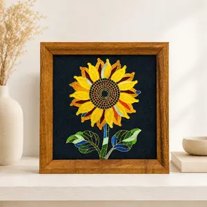 Pre-Cloisonne Painting Art Kit for Beginners, 6.7x6.7 Inch Sunflower Pattern, DIY Craft Kit, Handmade Wall Art, Home Decor & Gift