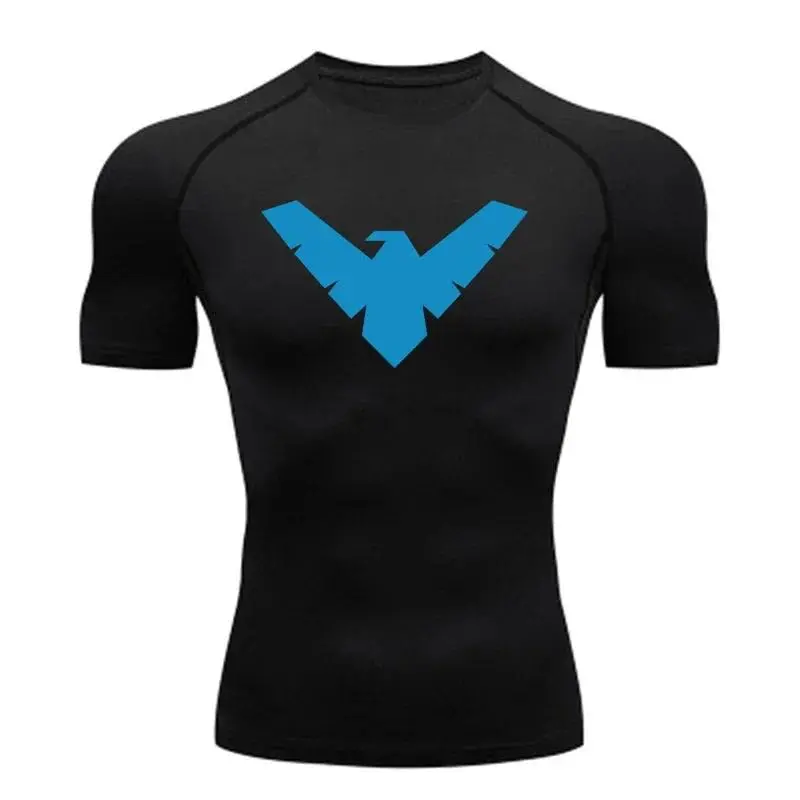 Men's Sporty Chic Compression Shirt - Quick-Dry, Sun-Protective Sports Top for Running, Gym Workouts (Short Sleeve)