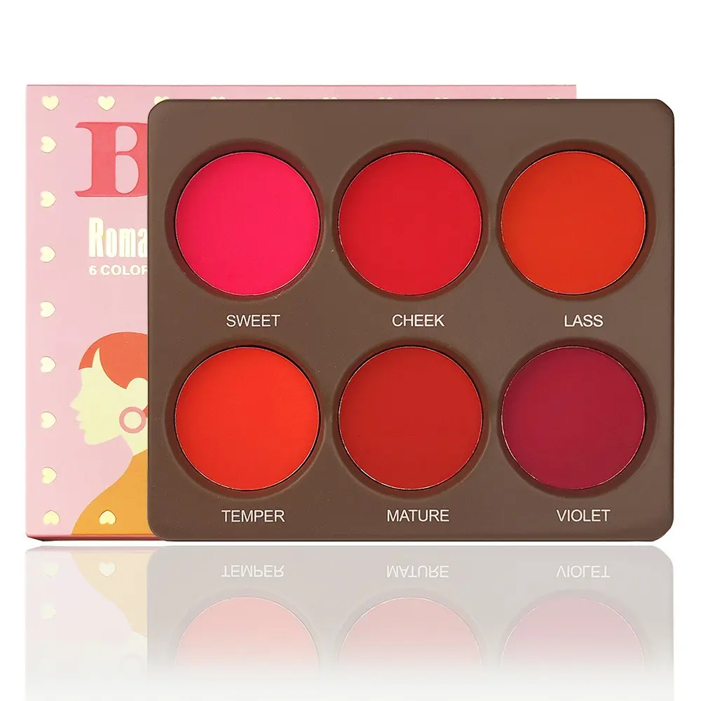 6 Color Blush Palette, Matte Blush Makeup Disk, Waterproof Long-Lasting, Natural Contouring, Multi-Color Cosmetics Set