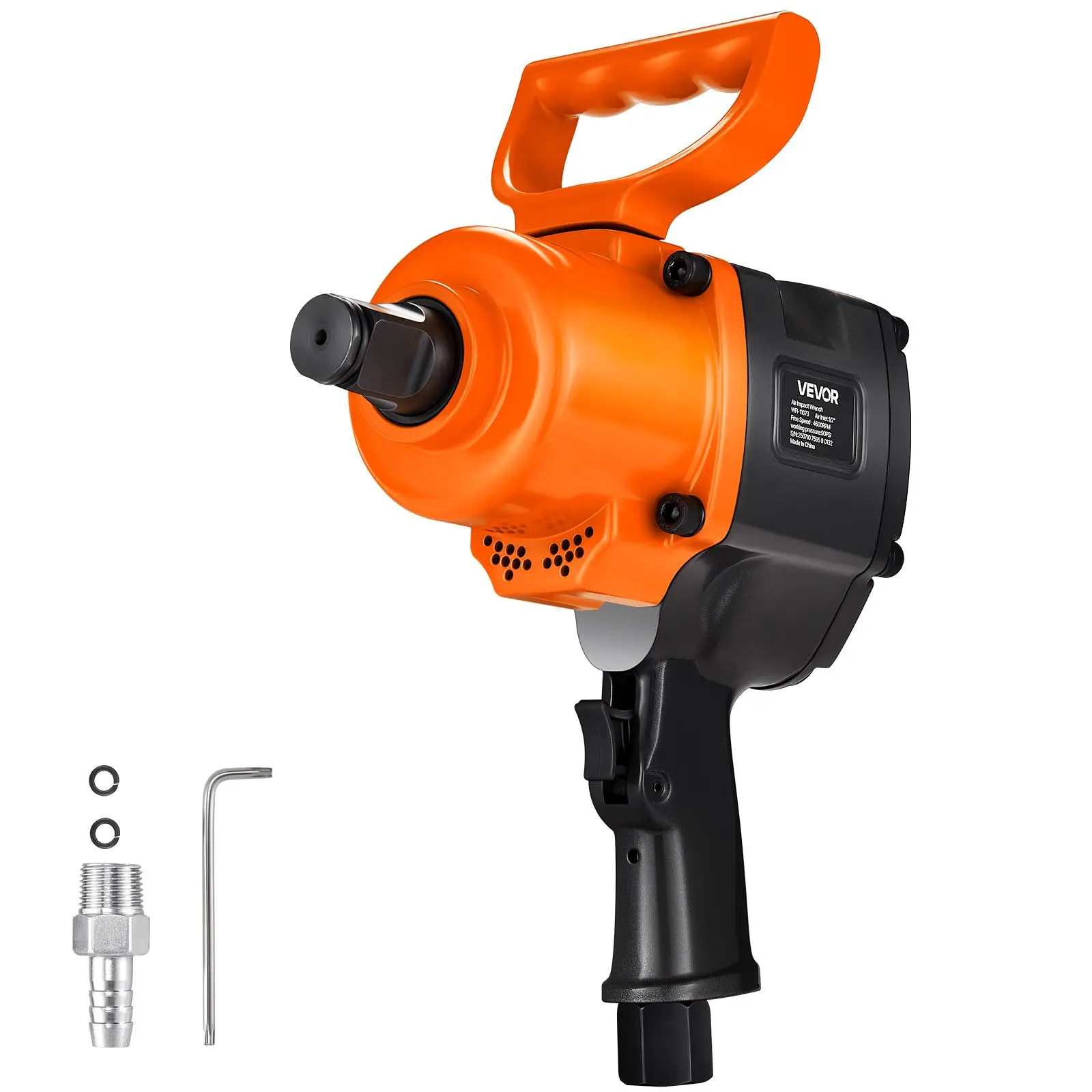 VEVOR 1-Inch Alloy Body Pneumatic Air Impact Wrench Gun Type, 1600 N.m/1200 ft-lbs Nut-Busting Torque, 6-Speed Control, 16.4 lbs Lightweight, Double Handles, 4600 Rpm, Forward & Reverse Switch, Comfortable Operation for DIY Heavy Duty Repairs