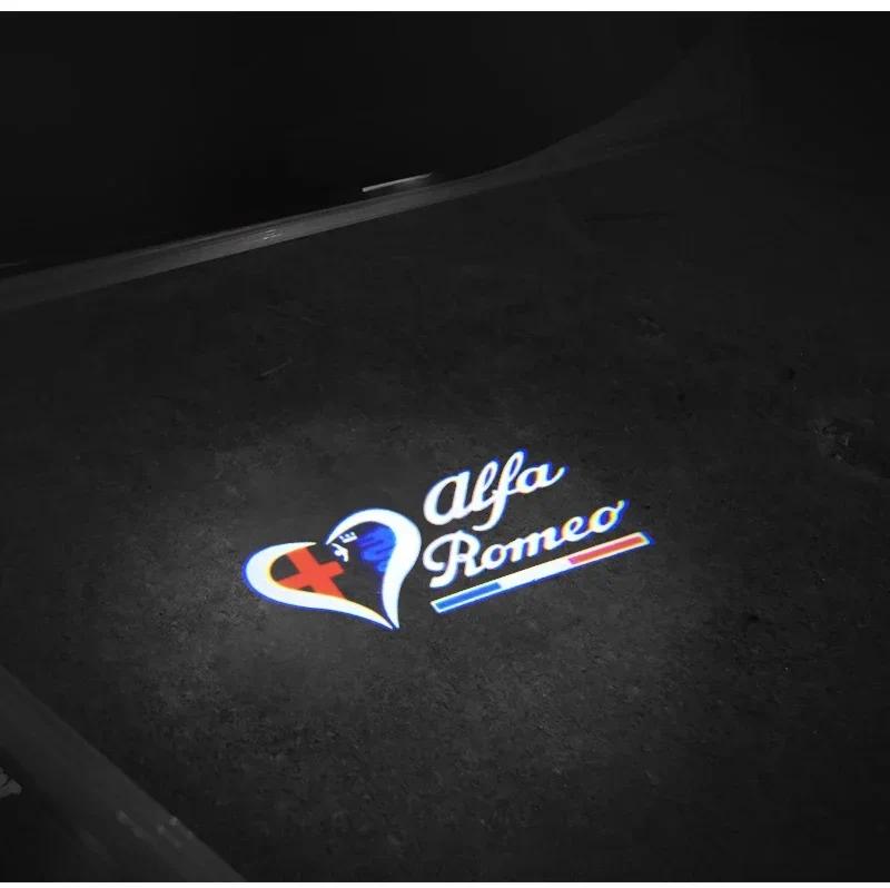 2pcs LED Car Door Welcome Light Projector Logo for Alfa Romeo 147 156 166 159 Mito Stelvio Brera Spider Giulietta Giulia