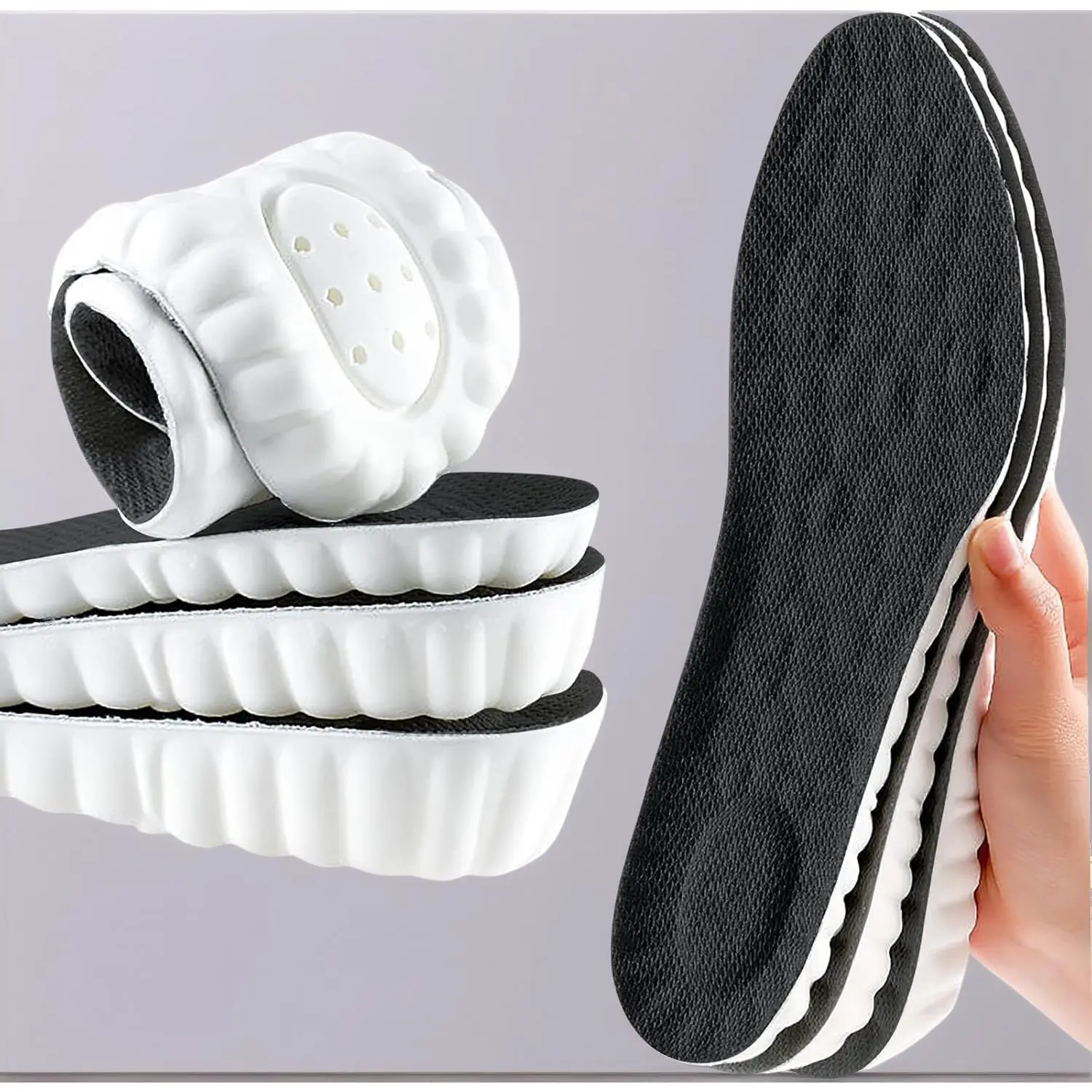 Height Increase Insoles Heel Lifts for Men and Women,Comfort Shoes Elevator,Memory Foam Cushion Shoe Insoles for Foot Pain Relief (Black-White, 1.4IN-US Men 8-11)