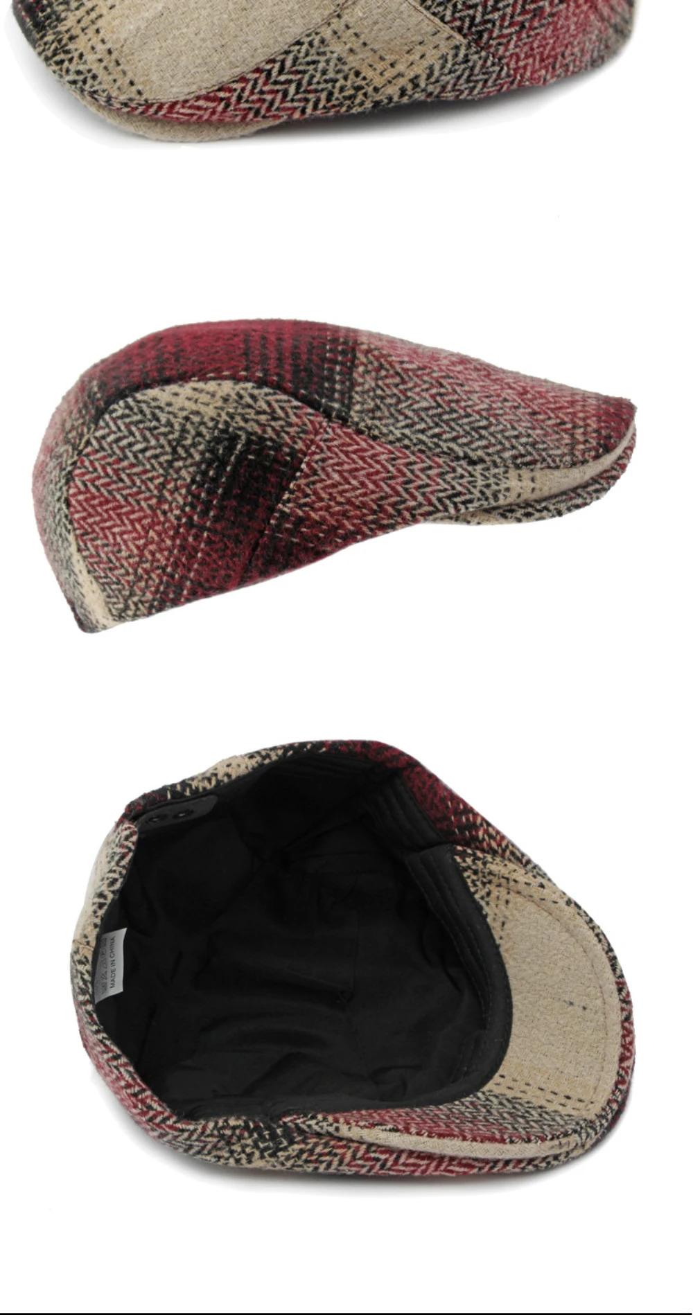 HT4238 Berets New Plaid Artist Painter Beret Hat Male Female Spring Autumn   Flat Caps for Men Women Retro Beret Caps