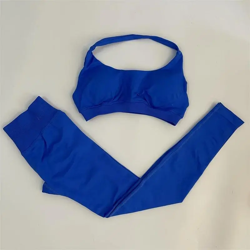 Dfyng Impact Sports Set For Women Seamless Medium-Support Bra & High-Waisted Squat-Proof Workout Tights With Ribbed Waistband Summer Sportswear Sweat Suit