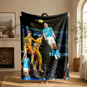 Comfortable Haland Headball Funny Face Print Flannel Blanket, Soft Warm Anti-Pilling, Ideal Gift for All Seasons