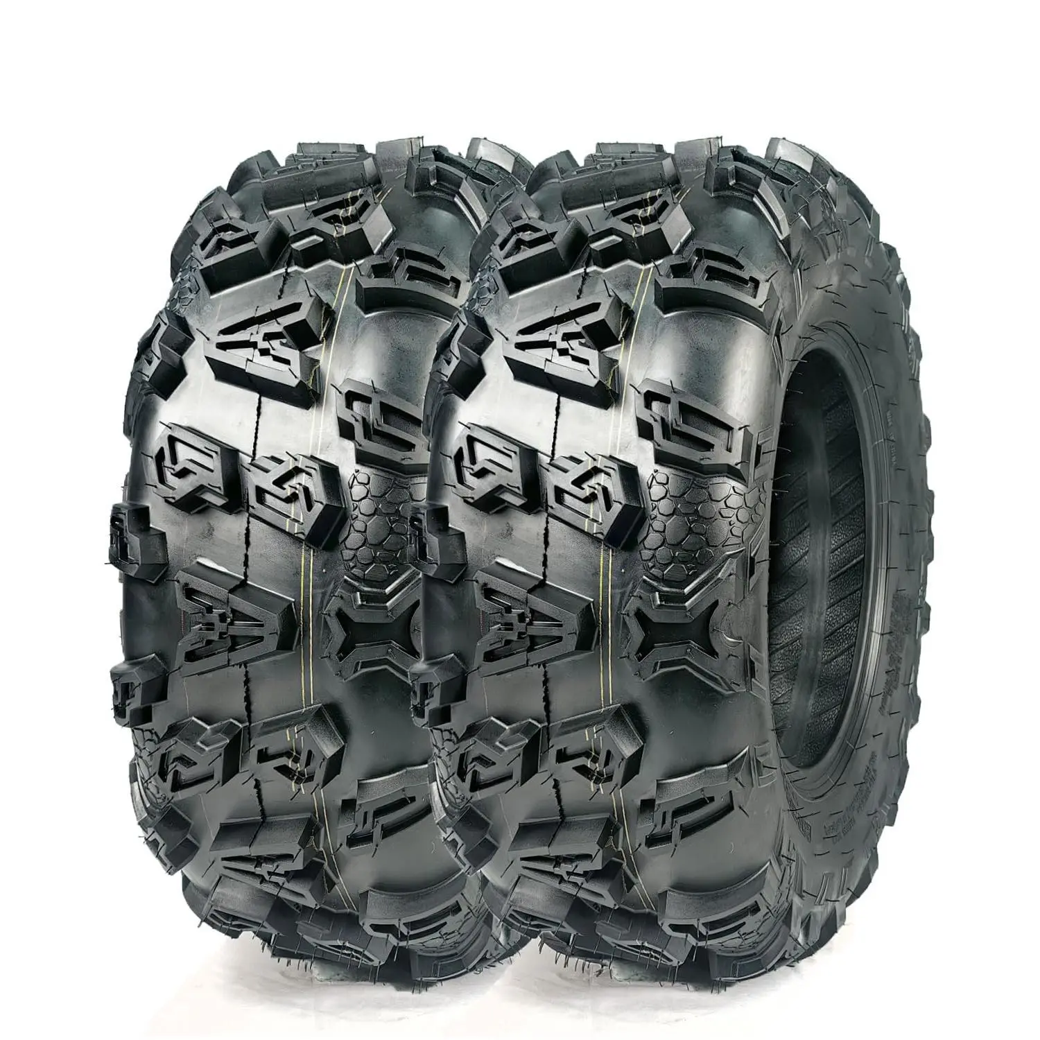 GAOMON Heavy Duty All-Terrain ATV/UTV Tire Set, 25x8-12 & 25x10-12 4-Ply Tubeless Tires, Puncture Proof for Mud/Sand Trails, Replacement for Quad Riders’ 4-Wheelers