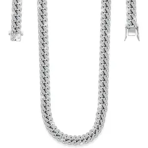 Cubic Zirconia Cuban Link Chain for Women Men Miami Cuban Necklace  Big Brilliant Simulated  CZ  Hop Iced Out for   XL01