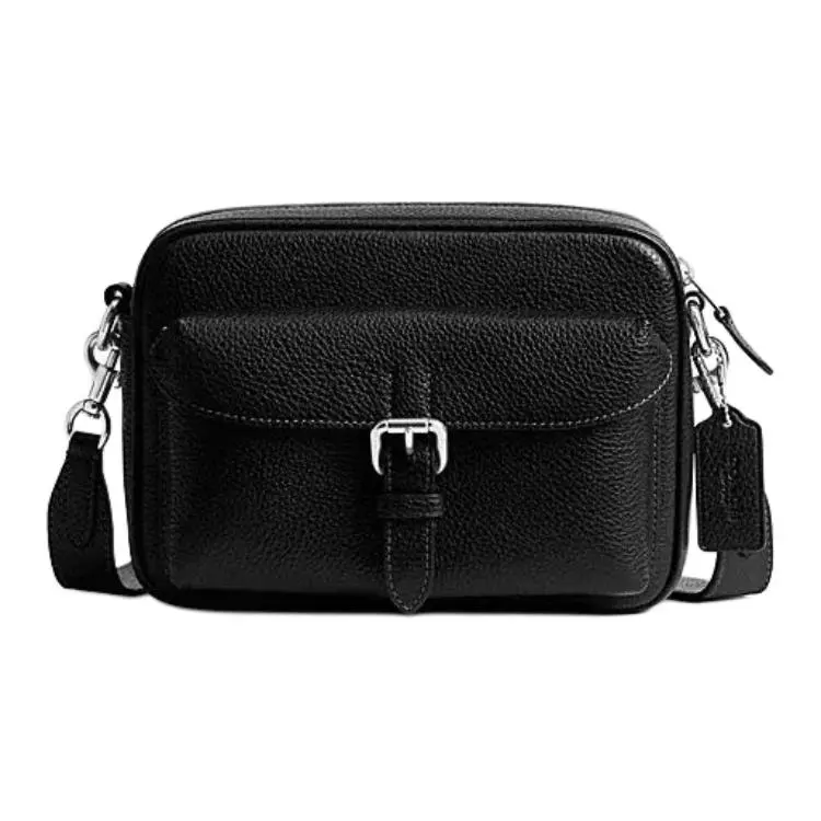 COACH Warner 22 Convertible Crossbody Bag for Men – Leather, Zip Closure, Small Size, Black