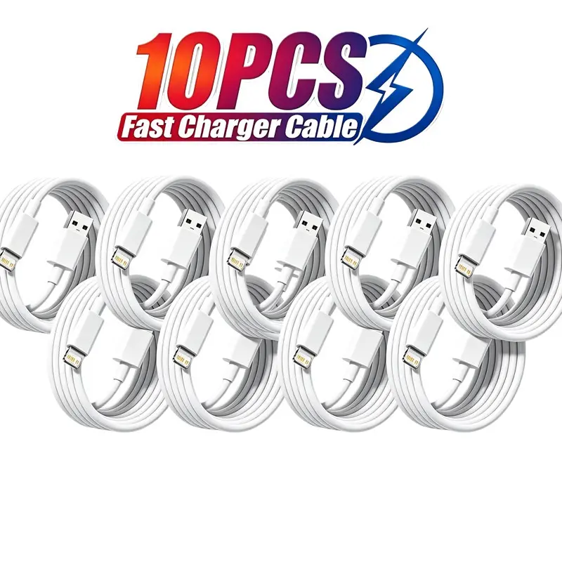 10-Pack Apple 20w USB Lightning Cable, Compatible with iPhone 14/13/12/11 Pro Max Mini 7/8 Plus XS X XR Se & iPad, Fast Charging Data Sync Cable