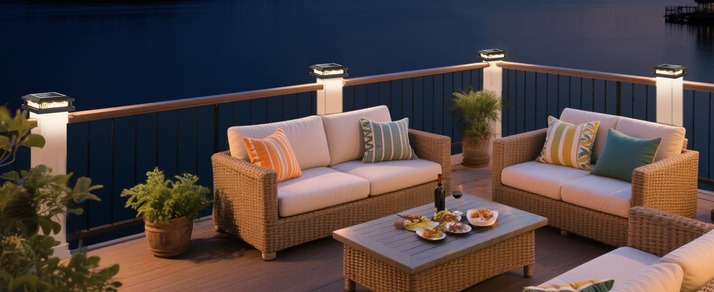 12-Pack Solar Post Lights with 2 Color Lighting, 16LEDs Post Cap Solar Lights Outdoor Waterproof, Fence Lights Solar-Powered for 4x4 4.5x4.5 5x5 Vinyl/Wooden Posts in Garden Stair Patio Deck