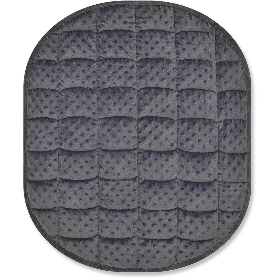 Weighted Lap Blanket 7lbs for Adult,Perfect for Relaxation, Lounging, Napping, Sleeping & Travel,Luxury Minky Weighted Body Blanket,Weighted Throw Blanket-Dark Grey Minky Dot, 29" x 24"