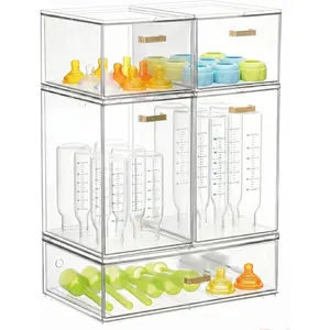 Bottle Storage Organizer Baby, Set of 5 Stackable Storage Drawers for Bottles Station Organizer, Perfect for Makeup,Cabinet,Pantry Organization and Storage