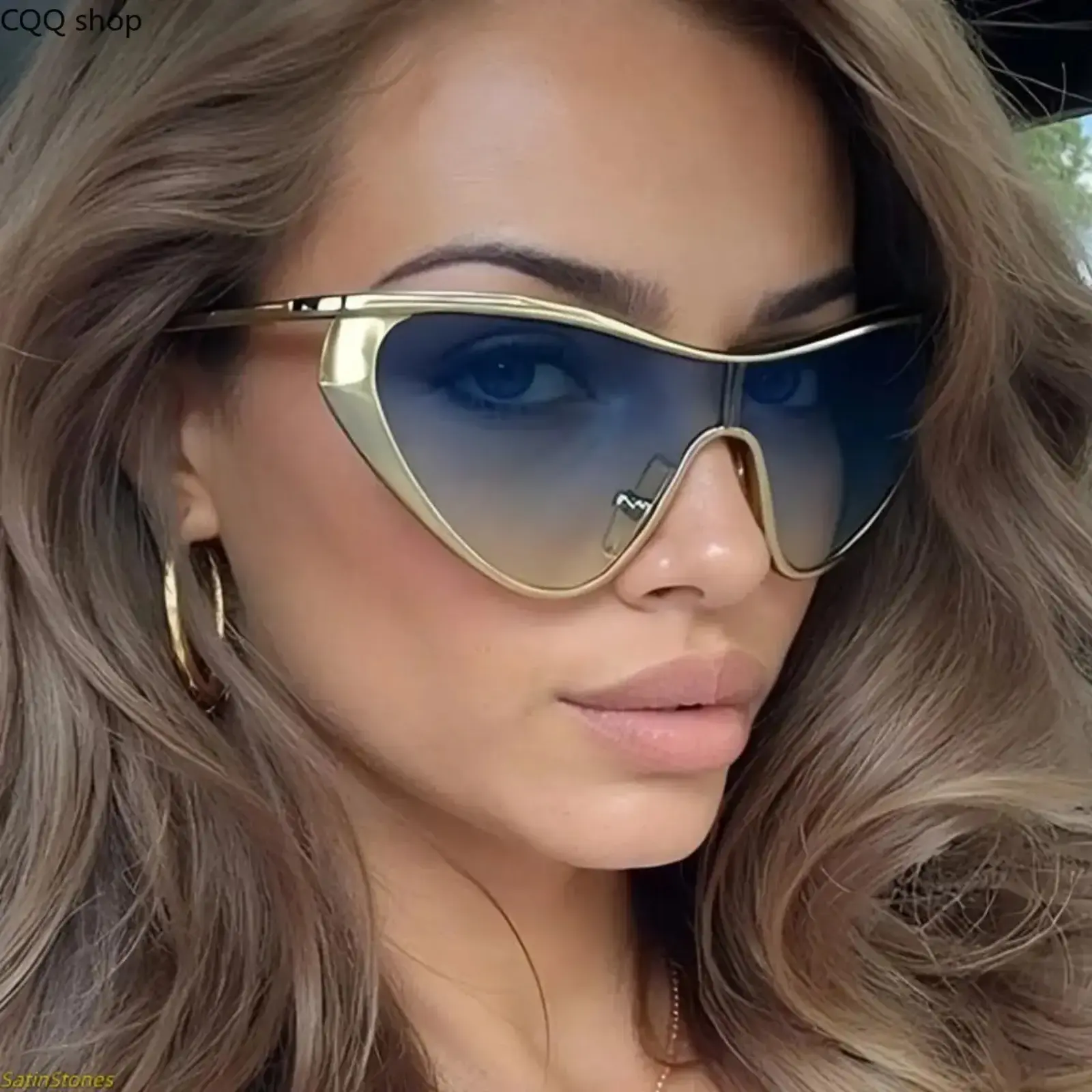Women's 2026 Trendy Shades - Large Metal Modern Frames Sunglasses, Semi-Rimless Blue Light Blocking Stylish Sunglasses, Sun Protective Eyewear for Daily Wear, Driving & OOTD