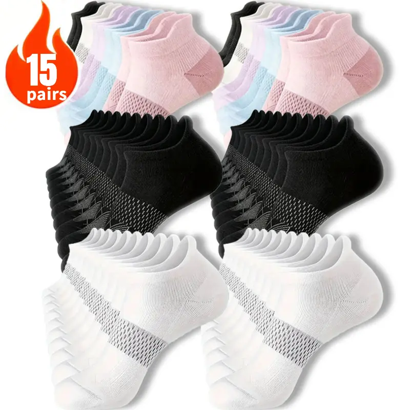 5/15 Pairs Unisex Compression Ankle Socks, Multi-Color Patchwork Low-Cut, Arch Support Breathable for Running Gym Daily Wear, Moisture Wicking All Seasons.