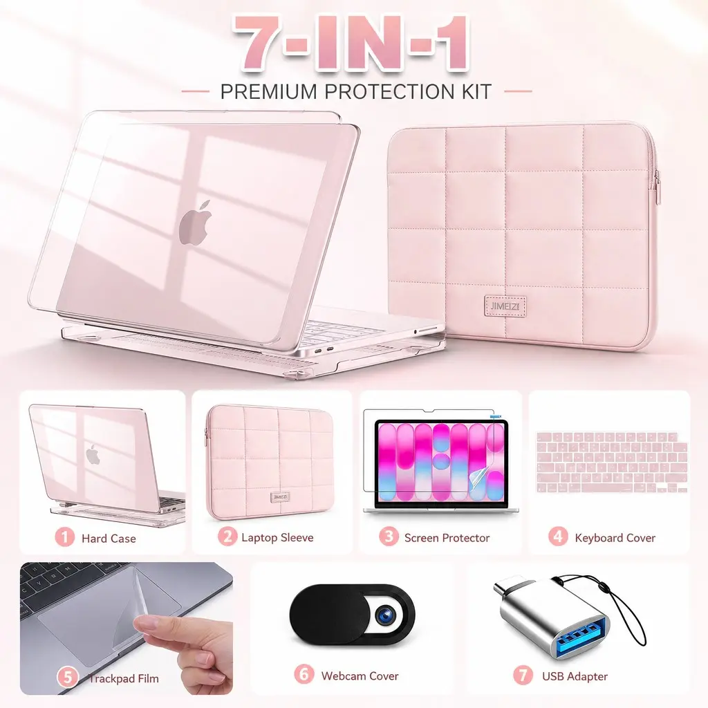 2026 Macbook Neo Protective Case Set, 7-Piece Bundle with Computer Accessories, Anti-Scratch, Multiple Colors, Ideal Gift for Students