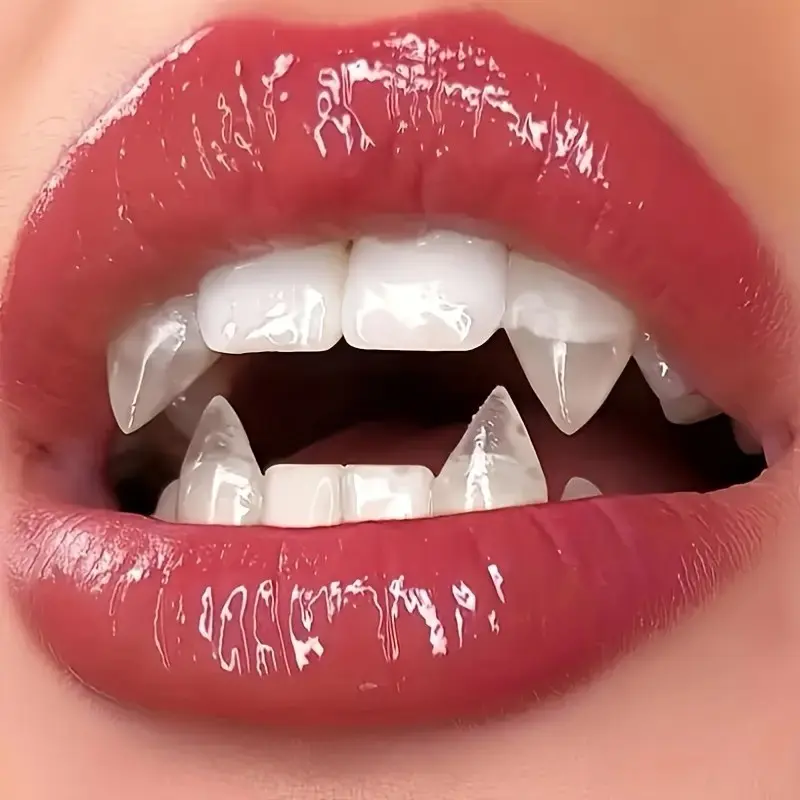 9pcs/et April Fool's Day Fun Vampire Teeth, Zombie Teeth, Tiger Teeth, Cosplay Party Makeup Props, Vampire Tooth Stickers, Party Teeth Gifts, Costume Teeth, Halloween Accessories, Horror Makeup, Dentures, Lightweight Design