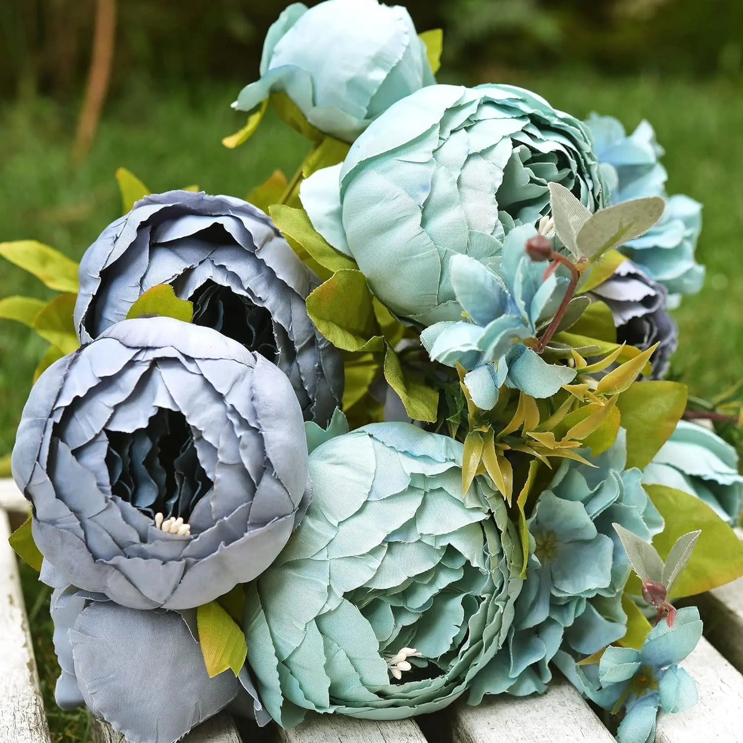 1pc 13 Stems Large Peony Flower Bouquet - Real Touch Artificial Peonies, Bendable Wire Stems for Wedding Centerpieces, Christmas Decor, Home Office Outdoor Party Floral Arrangement, Holiday Decoration