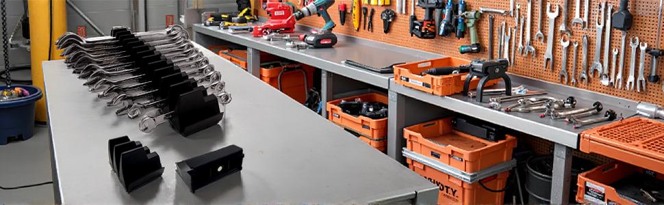 92 Pack Wrench Organizers for Toolbox Drawers - Modular Wrench Rack with Metric & SAE Labels - Wrench Holders Organizers for Tool (Black)