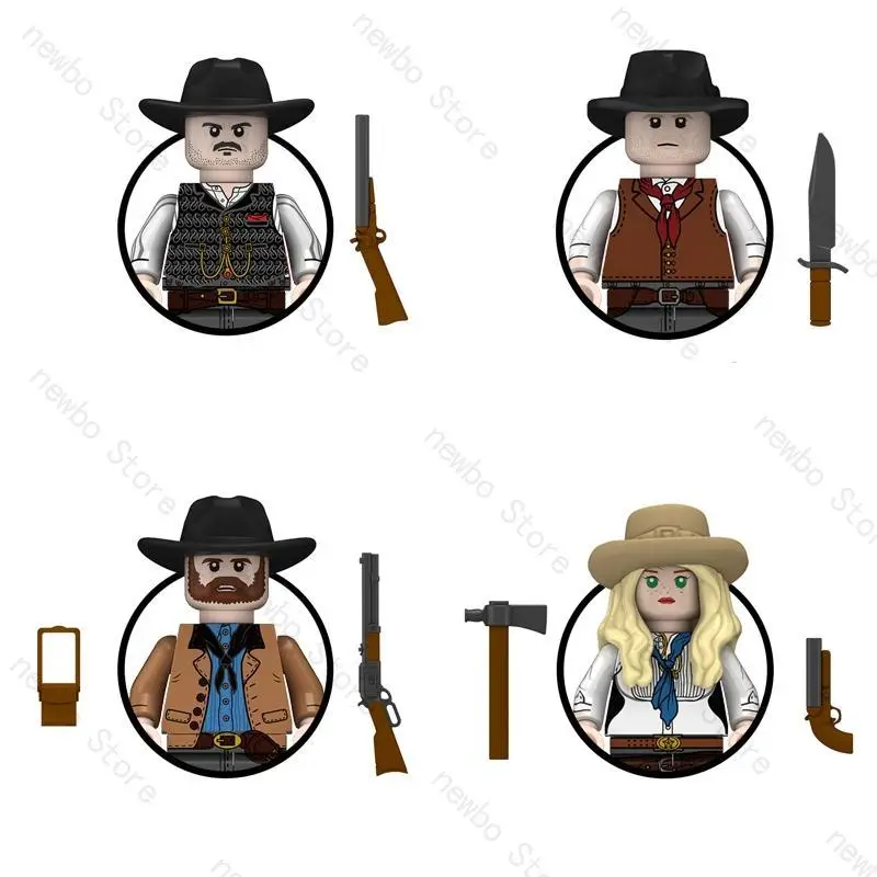 2026 new N405 RDR2 Game Character Building Bricks Mini Model Figures Doll Western Cowboy Police Cartoon Toys For Kids Christmas Gifts N40