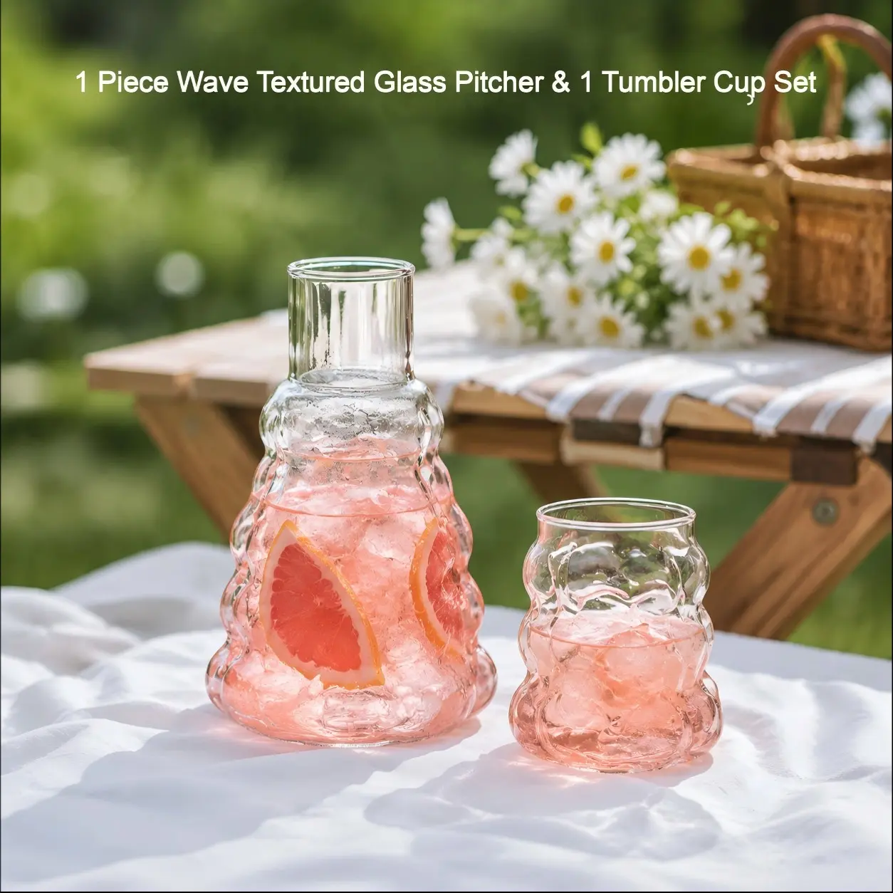 Elegant Glass Water Jug and Cup Set, Durable Borosilicate Glass, Modern Nightstand Drinkware, Home Decor, Office Essentials, Ideal Gift