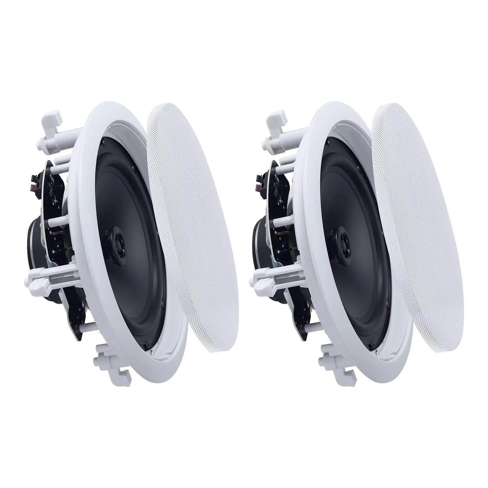 VEVOR In Ceiling Speakers, 8", In-Ceiling & In-Wall Speaker System, Hi-Fi Sound, 150W Peak, 2-Way Flush Mount Speakers, for Damp Humid Placement, Home Theater, Living Room, or Covered Patio, 1 Pair