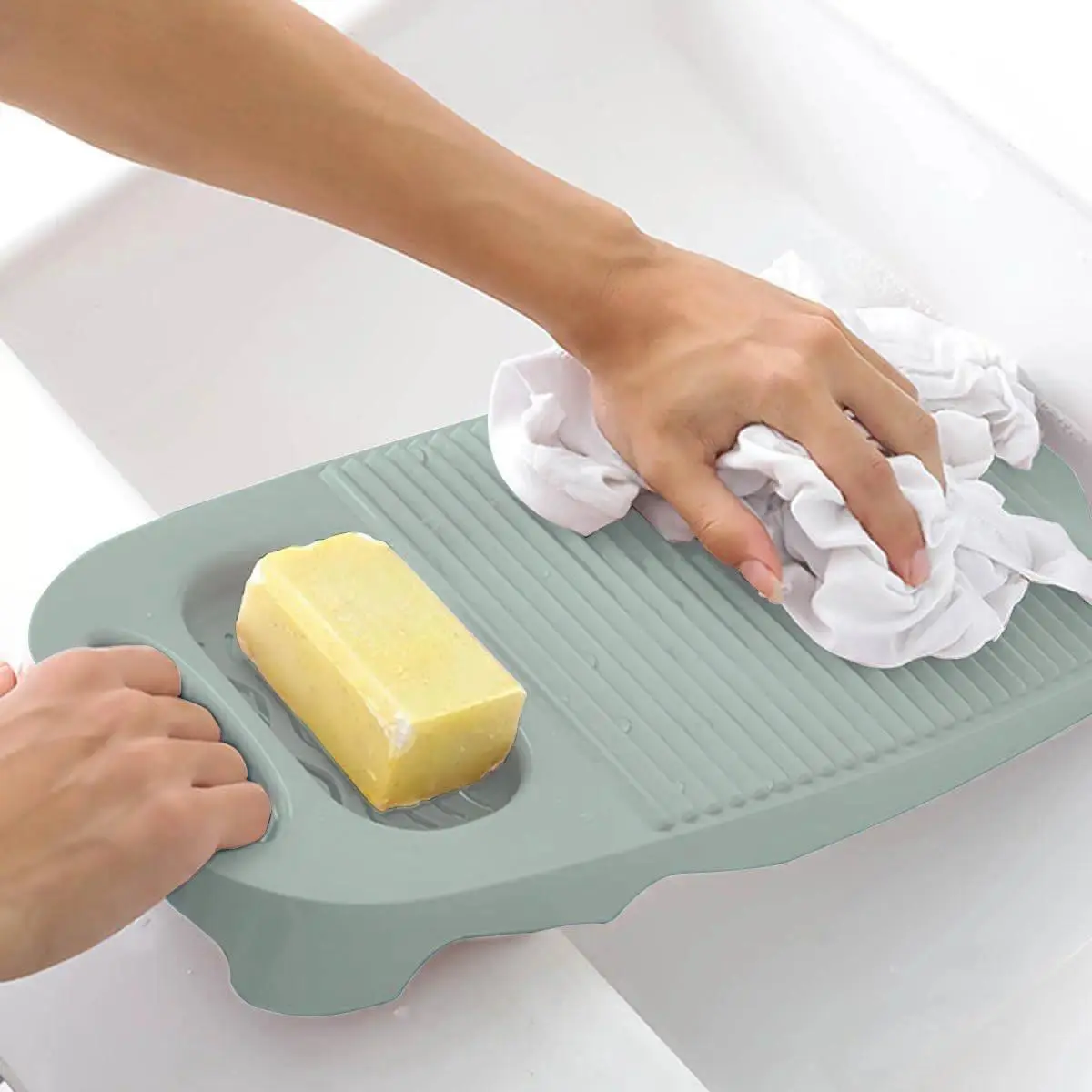 Foldable Washboard, 1 Count Portable Laundry Scrub Board with Holder for Camping & Hiking, Household Clothes Washing Board, Bathroom Supplies, Home Goods, Household Items, Plastic Washboard