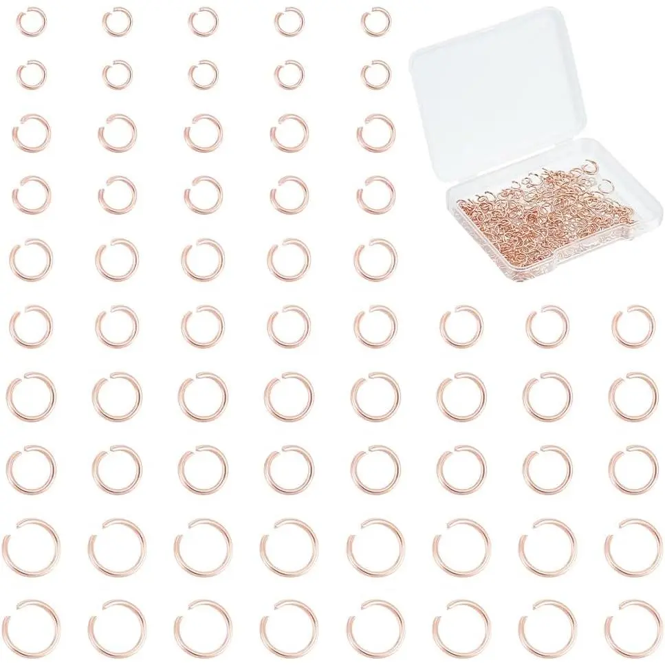 250 count 3/4/4.5/5/6mm Open Jump Rings Rose  Jump Rings Stainless Steel Round O Rings Connectors for Chainmail  Bracelet Necklace Making