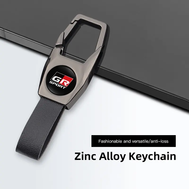 Deluxe PU Leather Keychain with Car Badge Keychain Pendant For Toyota 86 Corolla Camry Yaris Supra RAV4 Land Cruiser Prado 4Runner Hilux Prius bZ4X Sequoia Tundra Agya Highlander Urban Cruiser Mirai AQUA Fortuner VENZA Aygo Tacoma Harrier Avalon Rumion