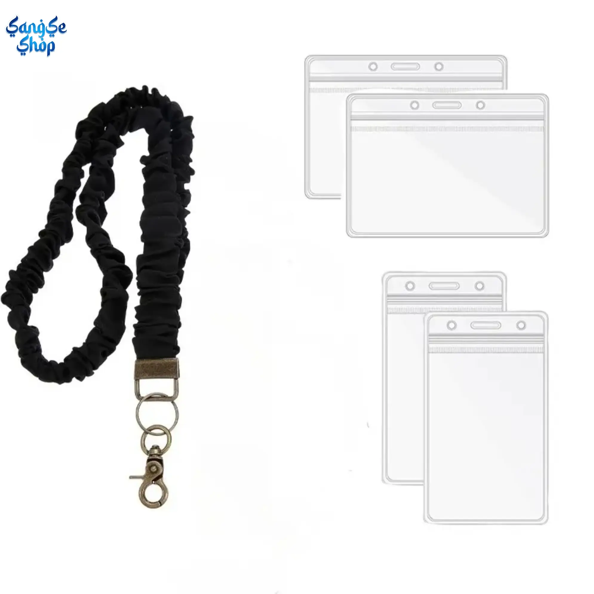 3-Piece Scrunchie Lanyard Set for Work, Hypoallergenic Fabric Badge Holder with Charms for Teachers & Travelers, Adjustable 17.5 to 30 Inches, Plastic, 3-Piece Set, Elastic Hairband Lanyard, Lightweight, Keys/Phones, Expandable, Gym, Hands-Free Flexibilit